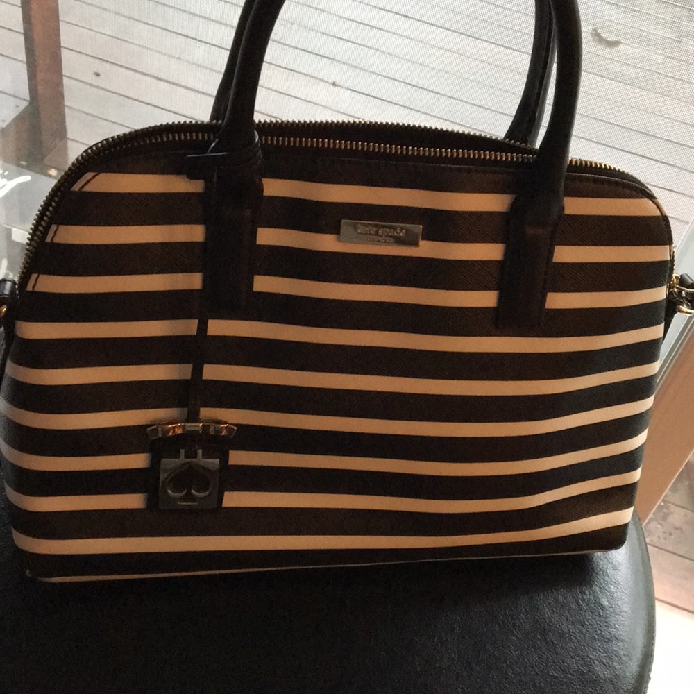 Kate Spade bag with black & white stripes